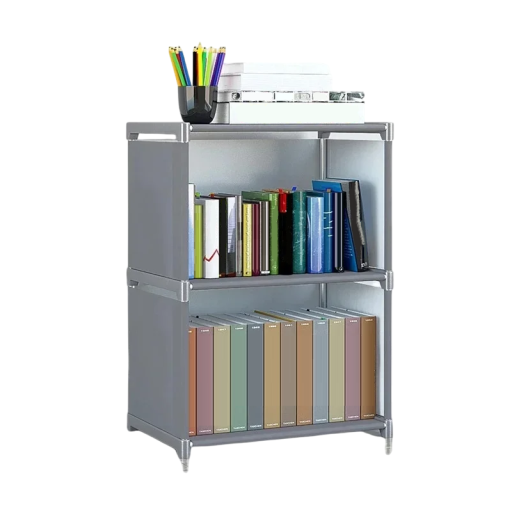 3-Tier Shelf 29 x 41 x 62 cm Stainless Steel Frame with PP Connectors and Non-Woven Fabric Cover Grey Storage Stand for Home