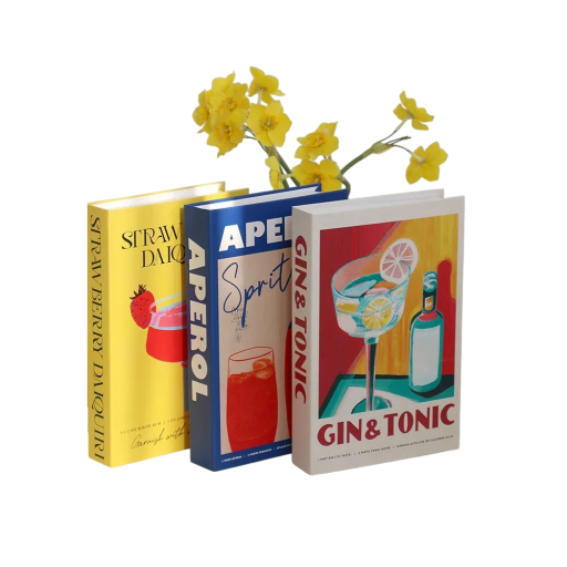 3 unidades de Libros decorativos falsos No abribles Decoraciones para el hogar Diseño de cócteles Accesorio moderno para estanterías de sala de estar
