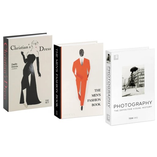 3 unidades Libros decorativos falsos Christian’s Dress The Men’s Fashion Book Fotografía imitaciones de libros no abribles blanca negra decoración