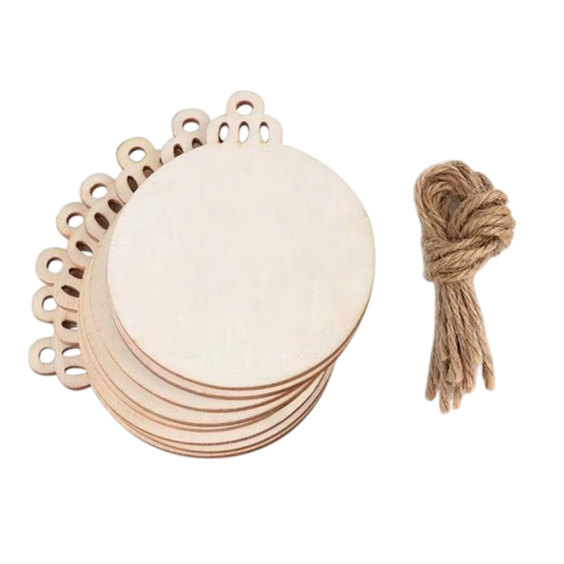 30 pièces d'ornements de Noël en tranches de bois 8 x 8 cm Boules vides à peindre Décorations faites à la main à suspendre au sapin