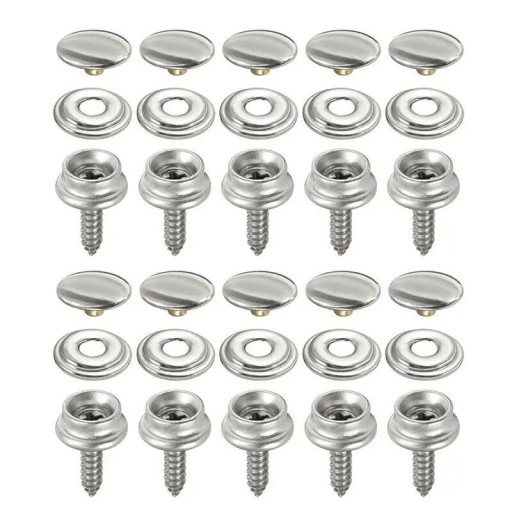 30 Stainless Steel Snap Fasteners with Screws 15 mm Set for Tent Boat Awning Car Canopy Marine Accessories Durable Snaps
