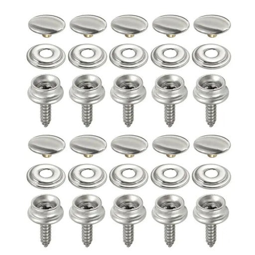 30 stuks roestvrijstalen drukknopen met schroeven 15 mm set voor tent boot luifel auto afdak maritieme accessoires duurzame drukknopen