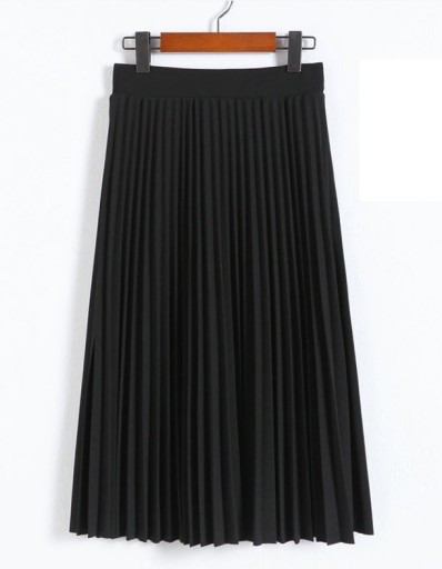 Kvinnors lång plisserad kjol med bred elastisk midja Tjocka fina veck Polyester med spandex Elegant och bekväm passform