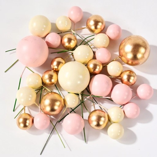 32er Set bunte Tortenbällchen Tortendekoration aus Kunststoff Kreatives Accessoire für festliche Geburtstagstortendekoration