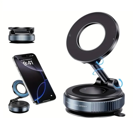 360° otočný magnetický držiak na telefón Skladací výsuvný ABS materiál Prísavka Magnetický krúžok na palubnú dosku