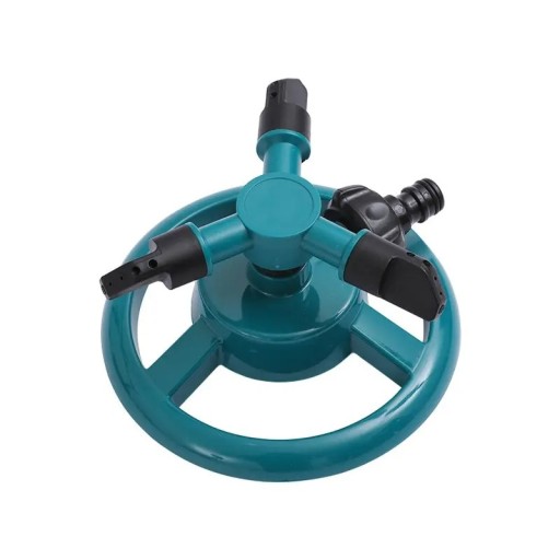 360° roterende sprinkler med tre arme til have og græsplæne, grøn plastiksprinkler med slangetilslutning
