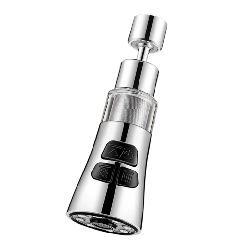 360° universaali keittiöhanan jatke suodattimella, aeratorilla ja suihkuputkella 145×50 mm hopeanvärinen