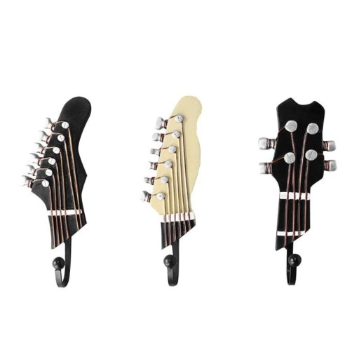 Dekorativa krokar i form av ett gitarrhuvud 3 st.