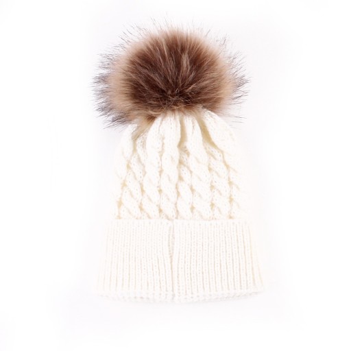 Stickad mössa för barn med pompom J857