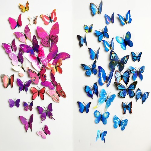 3D Butterfly fali dekoráció - 12 db
