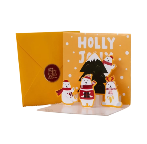 3D Christmas and New Year Card Handmade Pop-Up Greeting Card with Various Designs Elegant Festive Decorative Card