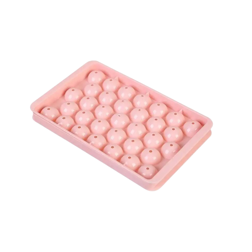 3D ciotola rotonda rosa per ghiaccio con coperchio, 33 scomparti, 20x12x2,8 cm – Ciotola pratica per la produzione di ghiaccio con coperchio