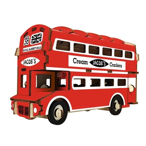 3D dřevěné puzzle autobus 19,2 × 6,7 × 10,9 cm 94 dílků Laserem řezaný model Ruční montáž s 3D návodem Kreativní dekorace