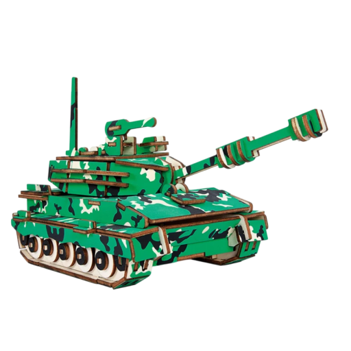 3D drewniane puzzle maskujący czołg 23 × 12 × 13,6 cm 137 elementów Model cięty laserowo Montaż ręczny z instrukcją 3D Realistyczna dekoracja i prezent