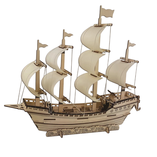 3D fa puzzle hajó 39,5 × 10,8 × 34,3 cm 78 darab Lézerrel vágott modell Kézi összeszerelés 3D útmutatóval Realisztikus dekoráció és ajándék modellezőknek