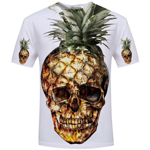 3D-gedrucktes Herren-T-Shirt – Ananas-Totenkopf