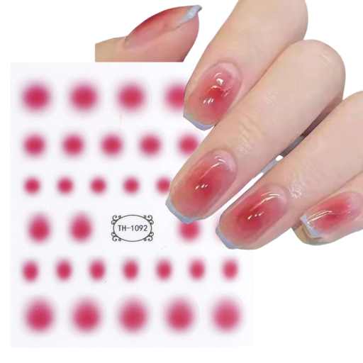 3D-Gel-Nagelsticker Roter Puder Ombre Übergang Aquarell Anime Folien Wasserzeichen Gel-Lack Rundes Halo-Design Maniküre