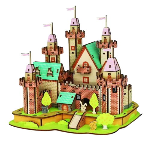 3D Houten Puzzel Paradijskasteel 21,8 x 19,5 x 22 cm 222 Stukken Laser-gegraveerd Model van Hout met Gedrukt 3D Instructie Luxe Decoratieve Bouwset