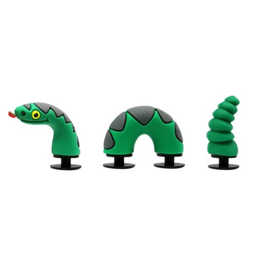 3D kígy dekoráció crocsra 3 darab PVC zöld-fekete hatás cipőn való átbújás dísz a crocs lábbelikhez eredeti kiegészítő