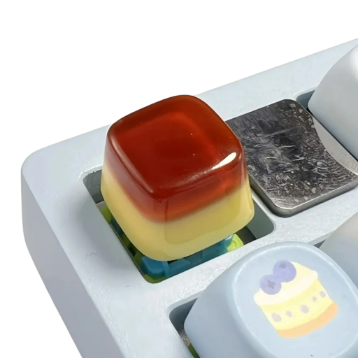 3D krytka na klávesu s motivem pudinku 1,8x1,8x1,2 cm pryskyřice hnědo žlutá artisan keycap pro mechanické klávesnice