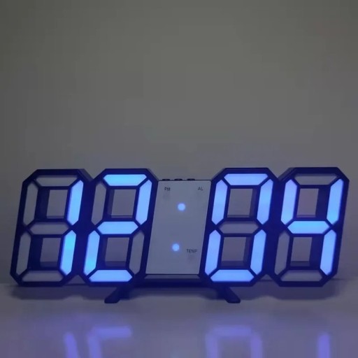 3D LED digitalur 16 cm Farveramme Farvedisplay Bord- og vægkalender 3 lysstyrkeniveauer Tidshukommelse 12/24 timer USB-strømforsyning