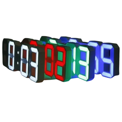 3D LED ψηφιακά ρολόγια 16 εκ Μαύρο πλαίσιο Πολύχρωμη οθόνη Επιτραπέζια και τοίχου Ημερολόγιο Φωτεινότητα 3 επίπεδα Μνήμη χρόνου 12/24H Τροφοδοσία USB