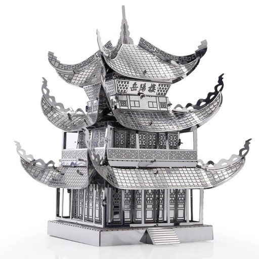 3D-Metallpuzzle Yueyang-Turm 11 x 6,6 x 11 cm DIY-Modellbausatz Lasergeschnittenes Puzzle für Kinder und Erwachsene Kreatives Metall-Souvenir