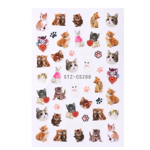 3D Nagelstickers Katje Hond Konijn Koreaanse Getekende Dieren Zelfklevende Stickers Nail Art Decoratie Manicure Schattige Motieven