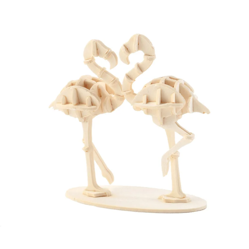 3D-Puzzle aus Holz, 62 x 28 x 59 mm, Flamingo, faltbares Tiermodell, DIY-Bausatz für Kinder und Erwachsene, pädagogisches Geschenk, Kreation und Spaß