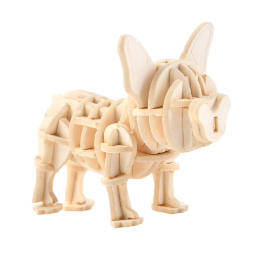 3D-Puzzle aus Holz Französische Bulldogge 42x26x37 mm DIY-Hundemodell Bausatz Handgefertigtes Geschenk für Kinder Erwachsene Jugendliche