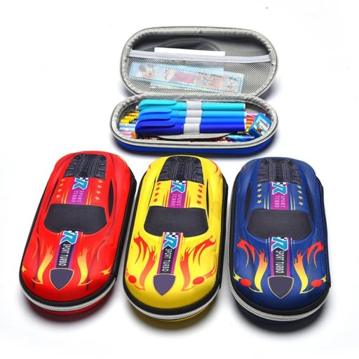 3D raceauto-vormige etui van EVA PU-kunststof, schattige etui voor schoolpennen voor jongens, cartoonformaat 22x10x5cm