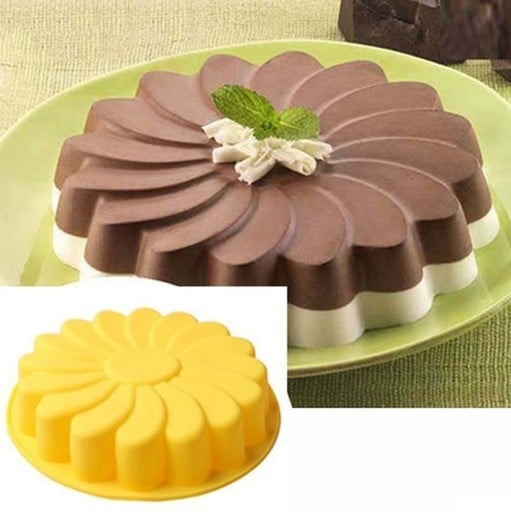 3D silikonová forma na bábovku ve tvaru slunečnice Plastický vzor okvětních lístků Pružný silikon na pečení Rozměry 23,5 x 5 cm