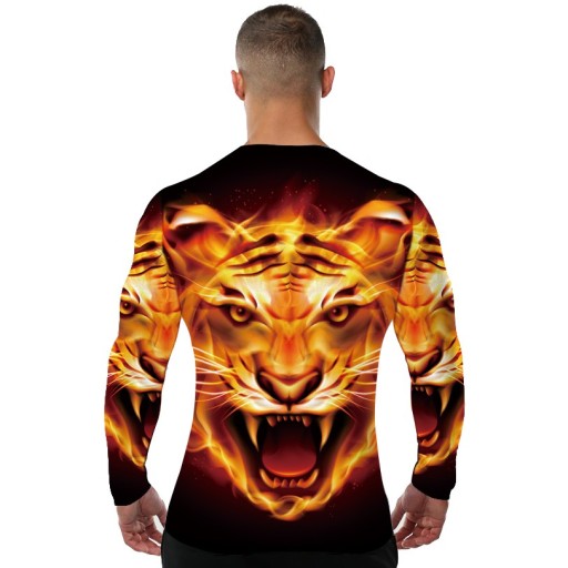 3D-T-Shirt für Herren mit Aufdruck – Tiger – Langarm