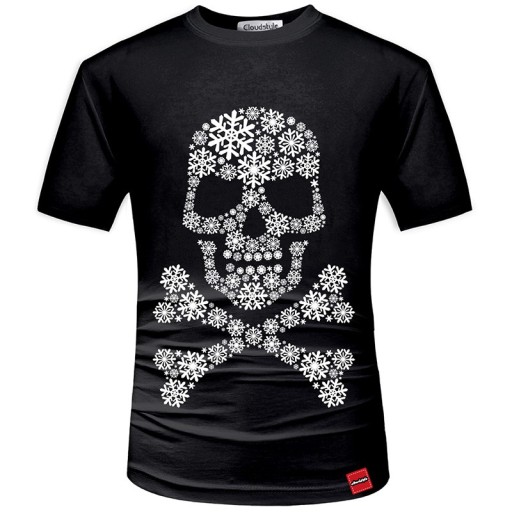 3D-T-Shirt für Herren – Totenkopf im Schneeflocken-Design