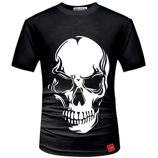 3D-T-Shirt für Herren – weißer Totenkopf