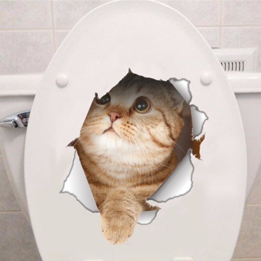 3D vandtæt badeværelsesmærkat - Hund og kat