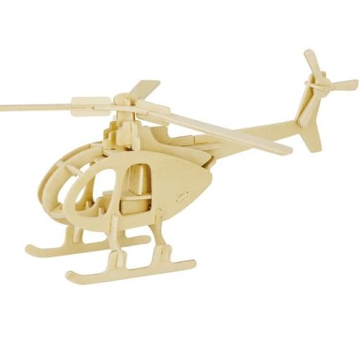 3D Wooden Helicopter Puzzle Model from Wood Creative Construction Set for Children and Adults Decorative Jigsaw with Protective OPP Box