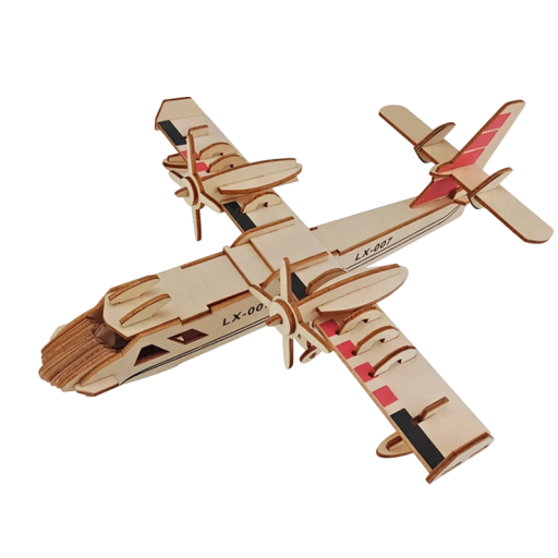 3D Wooden Puzzle Aeroplane 31 × 27 × 11.2 cm 53 Pieces Laser-Cut Model Hand Assembly with 3D Instructions Creative Decoration