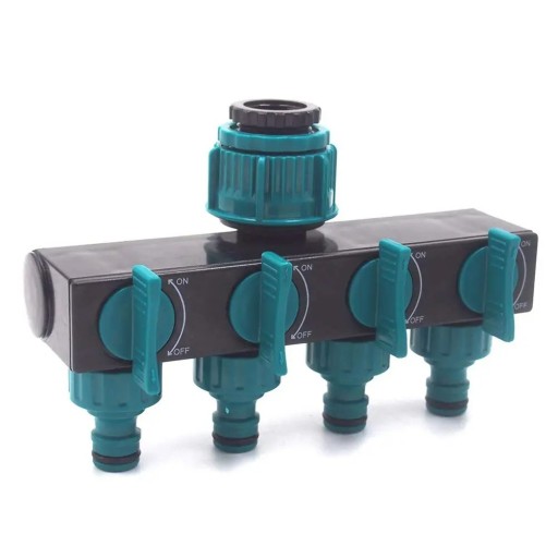 4-drożny dystrybutor wody ogrodowy adapter do wody zielono-czarny plastikowy rozdzielacz 1/2&quot; 3/4&quot; 1&quot; zawór gwintowany do systemów nawadniających
