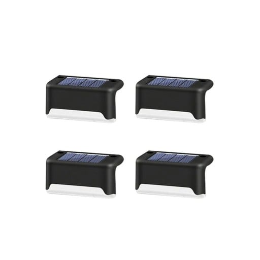 4 kpl aurinkokennolla toimivia porrasvalaisimia 7,5 x 5 x 3,5 cm kylmänvalkoinen ABS vedenpitävä ulkovalaisin puutarhavalaisin portaisiin, terassille