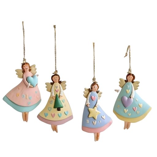 4 ks Dřevěná vánoční ozdoba ve tvaru anděla 8 cm 2D závěsná dekorace z přírodního dřeva Ruční vánoční výzdoba na stromeček a interiér