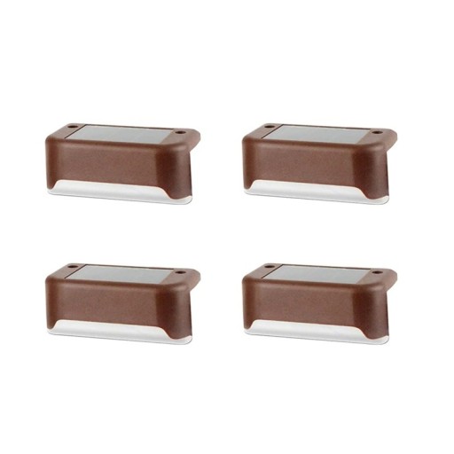 4 luces solares para escaleras, 7,5 x 5 x 3,5 cm, ABS, color blanco cálido, impermeables, para exteriores, para jardín, escaleras, terrazas, balcones y vallas.