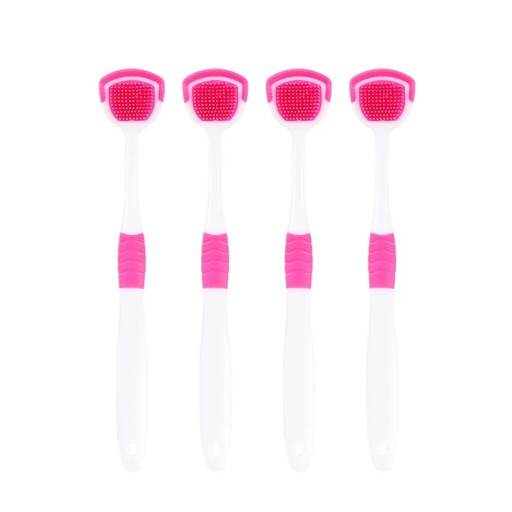 4 Pack Silicone Tongue Scraper 18 cm Double-Sided Tongue Brush 2-in-1 Small and Large Protrusions Tongue Cleaner for Oral Hygiene