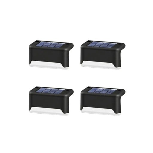 4 pcs Lampes solaires d'escalier 7,5x5x3,5 cm Blanc chaud ABS Lampes extérieures étanches Lampe solaire de jardin pour escaliers, terrasse