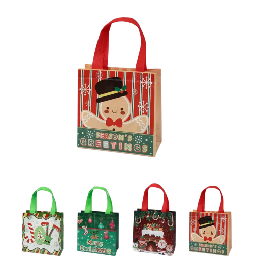 4 pcs Sacos de presente de Natal 23 x 22 x 11 cm Tecido não tecido Pai Natal Decoração de Natal Várias variantes Sacos reutilizáveis