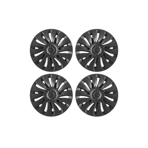 4-Piece Set of 19-Inch Wheel Covers for Tesla Model Y Storm Style Matte Black Automotive Accessories with Full Rim Cover