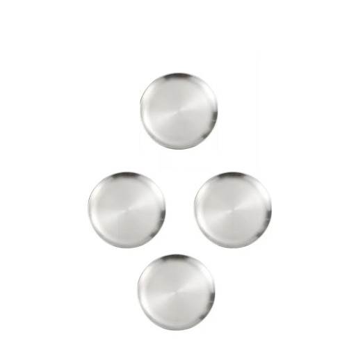 4 piezas de platos de acero inoxidable de 17 cm Platos de cocina plateados para postres, aperitivos, servicio y uso diario