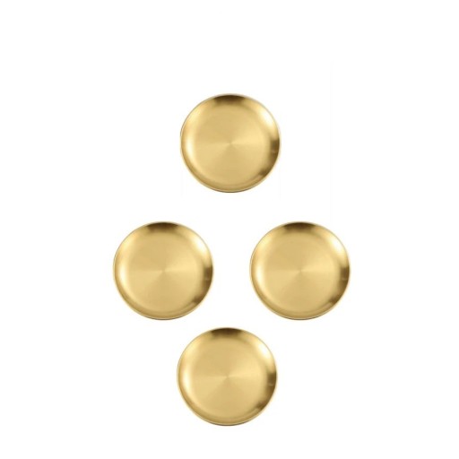 4 Stück Edelstahl Teller 17 cm Goldene elegante Küchenteller für Desserts, Vorspeisen, Servieren und festliche Anlässe