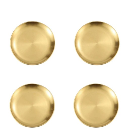 4 Stück Edelstahl Teller 30 cm Goldene Küchenteller großer Durchmesser für das Servieren von Hauptgerichten festliche Tischdekoration