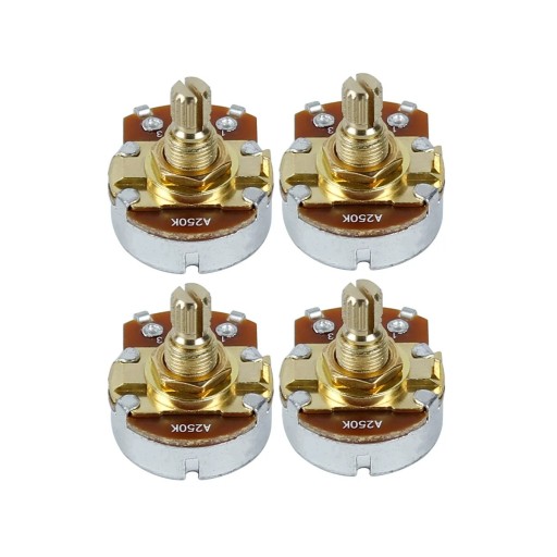 4 stuks A250K potentiometers met korte as voor elektrische gitaar Bedieningsknoppen voor toon en volume Nauwkeurige afstemming van geluid en soepele werking
